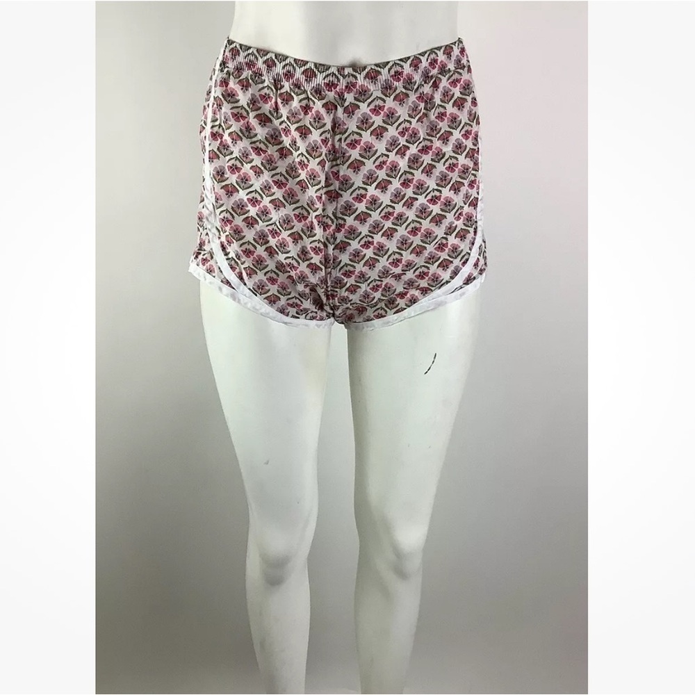 Ann Mashburn Sz XS Poplin Track Shorts Floral Print Pink 100% Cotton Pullon